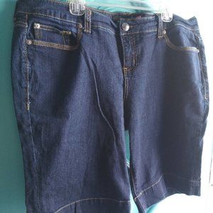 Torrid Denim Pink Heart label 22  long jean shorts dark wash